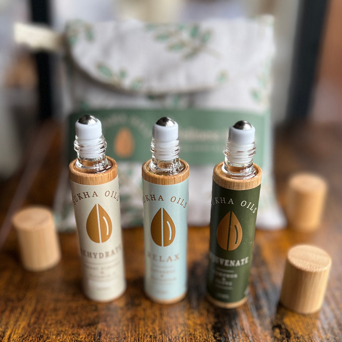Aromatherapy Roll-On Trio – Wellness Pouch