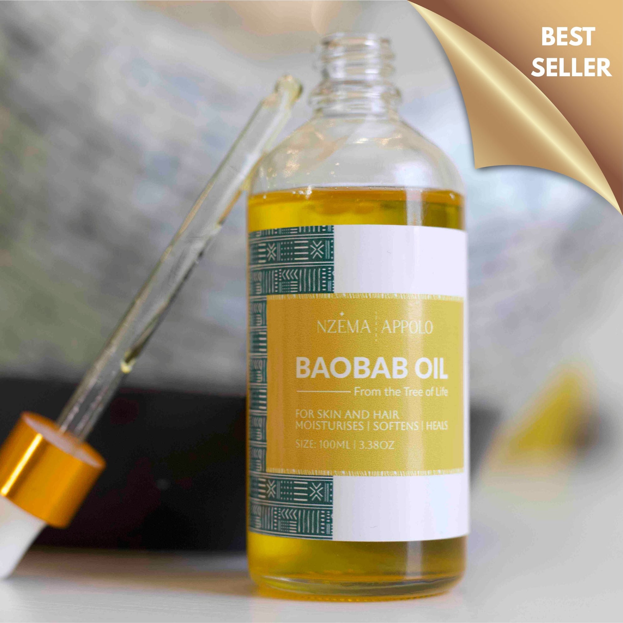 Nzema Appolo Cold-Pressed Hydrating Baobab Oil 100ml - Anti-Ageing, Collagen Production, Eczema, Scars