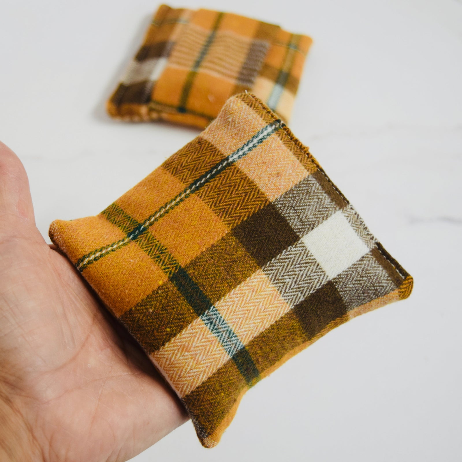 Hand Warmers – Highland Tartan Burnt Orange.