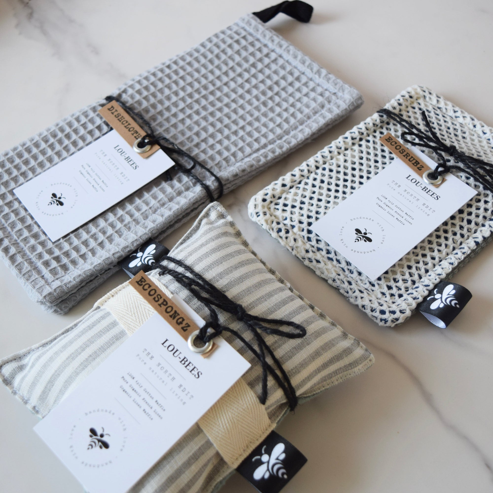 Kitchen Trio Grey Striped Linen