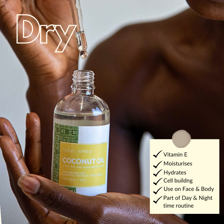 Nzema Appolo Cold-Pressed Extra Virgin Hydrating Coconut Oil 100ml - Eczema, Dry Skin, Cradle Cap