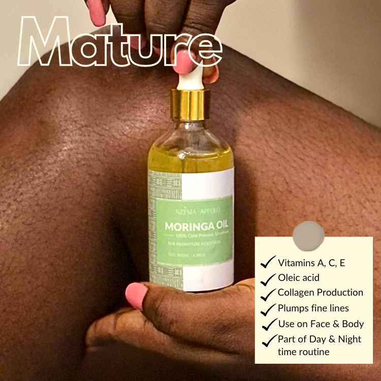Nzema Appolo Cold-Pressed Moringa Oil 100ml/ Build Collagen for Anti-Ageing