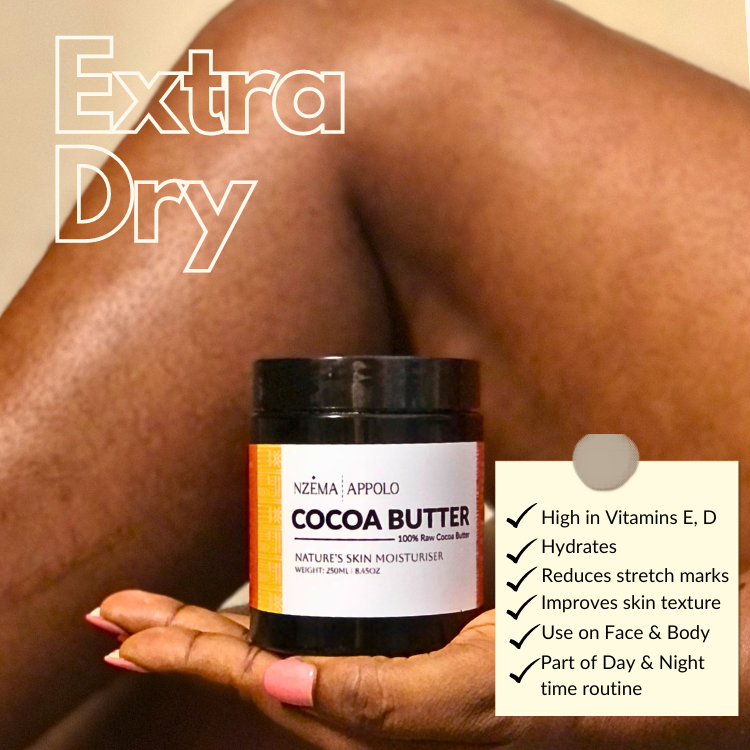 Nzema Appolo Unrefined Raw Cocoa Butter 250ml - Extra Dry Skin/ Stretch Marks