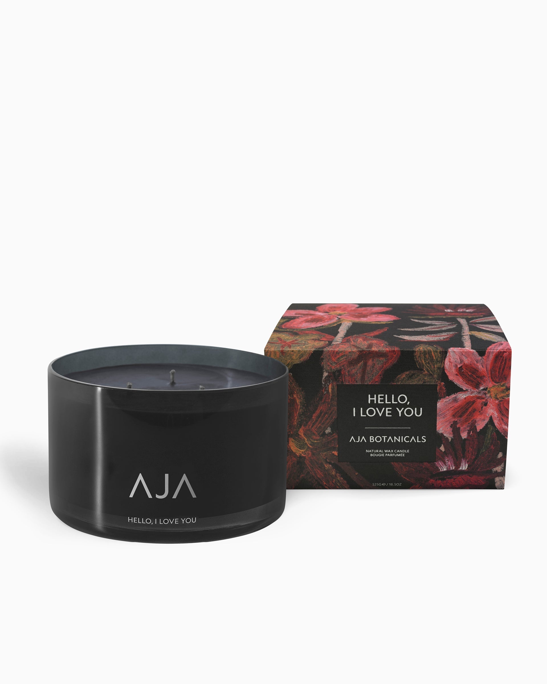 Hello, I Love You Three Wick Candle - Black