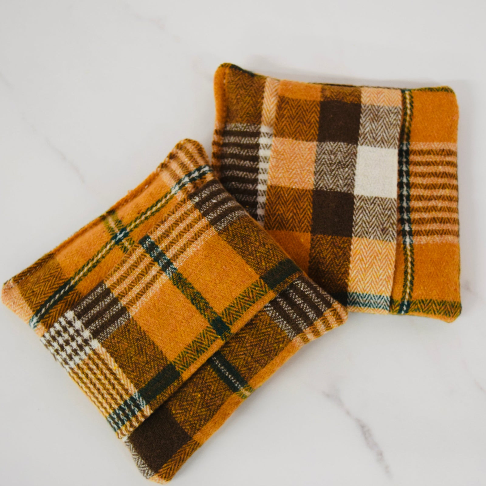 Hand Warmers – Highland Tartan Burnt Orange.