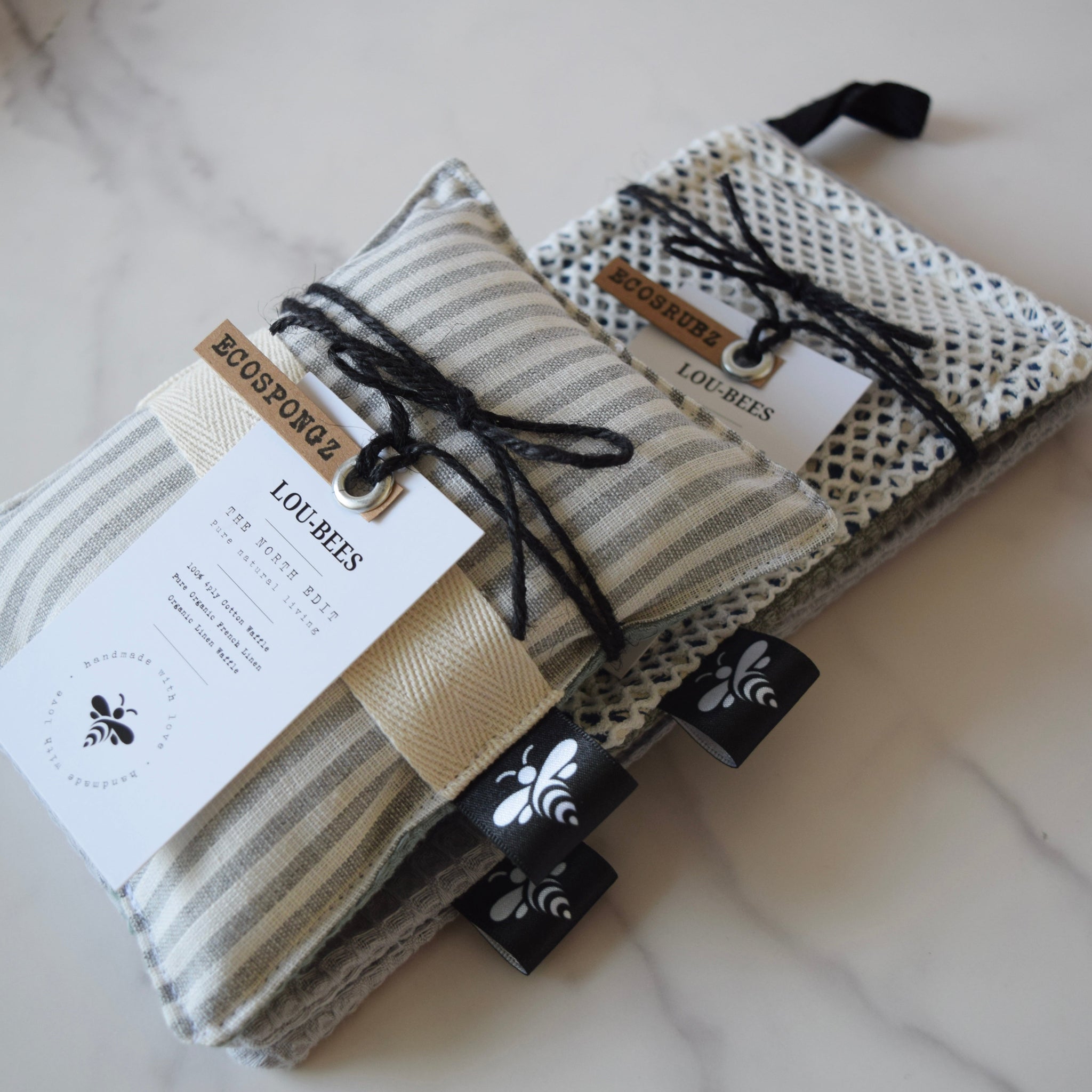 Kitchen Trio Grey Striped Linen