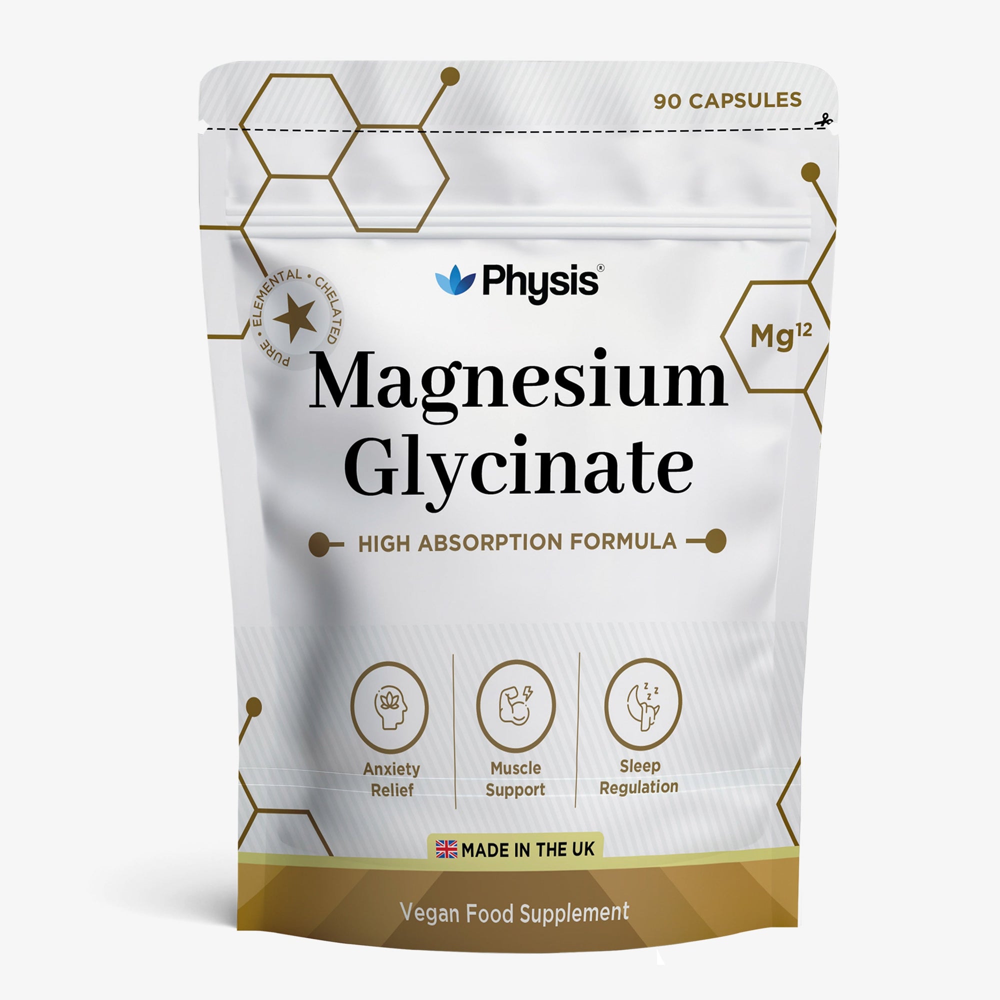 Physis Magnesium Glycinate - Deep Sleep and Anxiety Assist - 90 Capsules