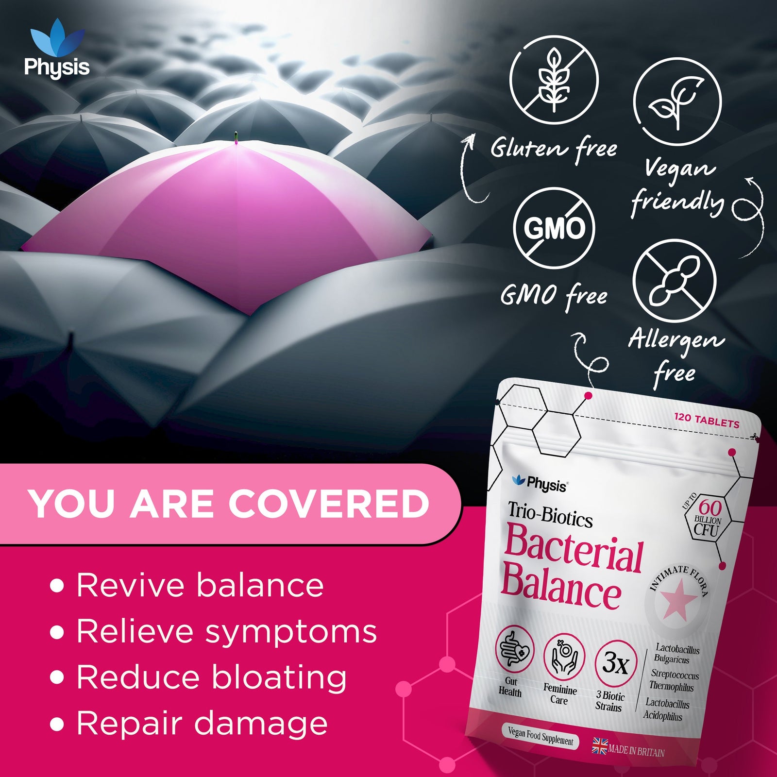 Physis Trio-Probiotics for Women - 120 tablets