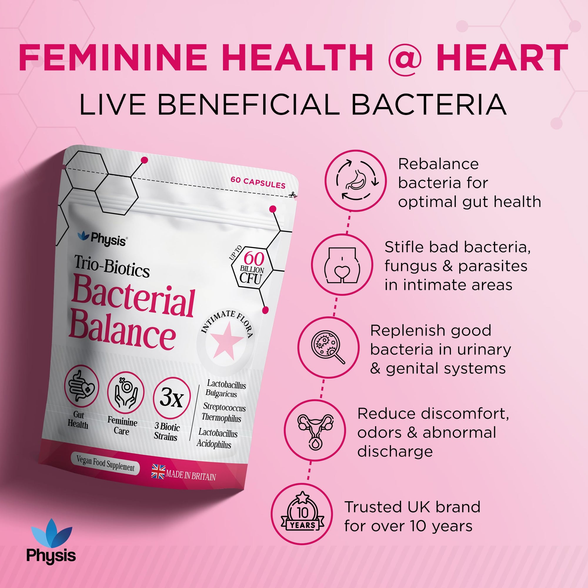 Physis Trio-Probiotics for Women - 60 tablets