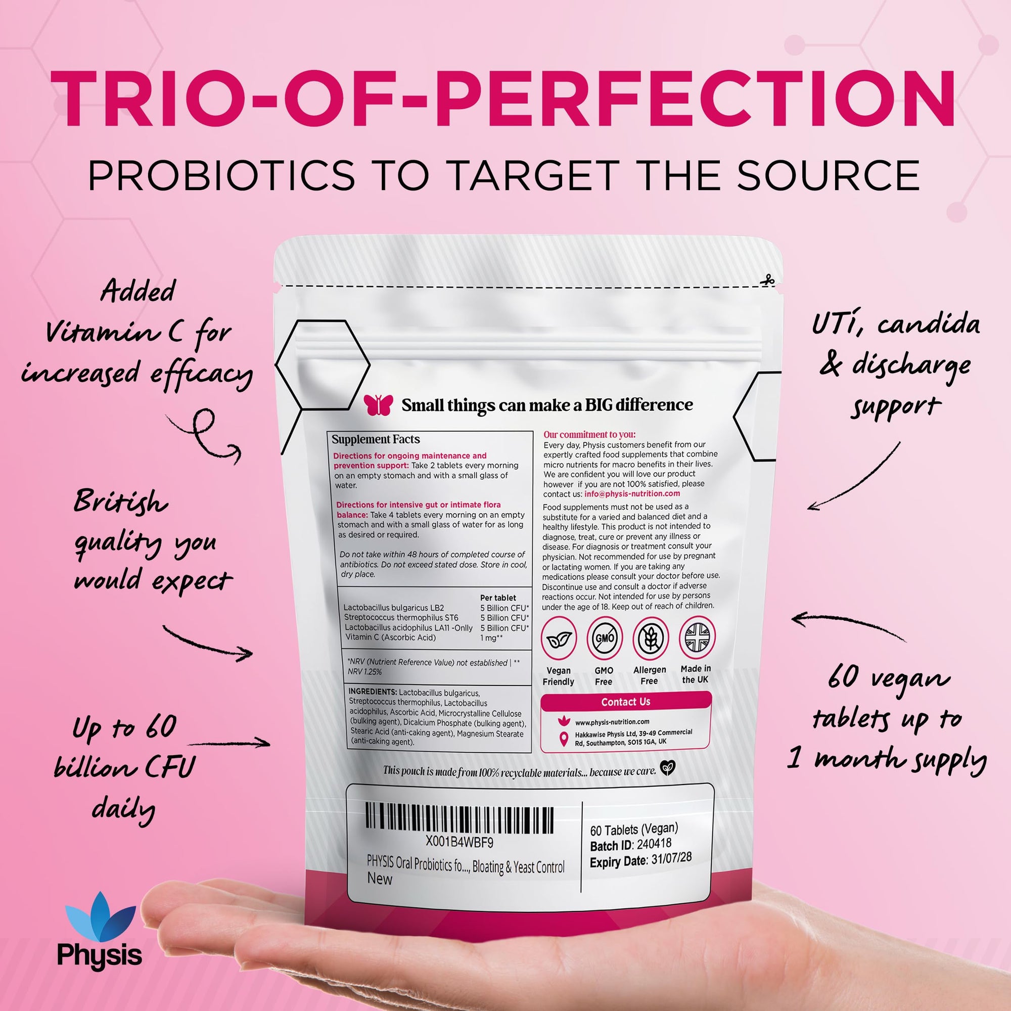 Physis Trio-Probiotics for Women - 60 tablets