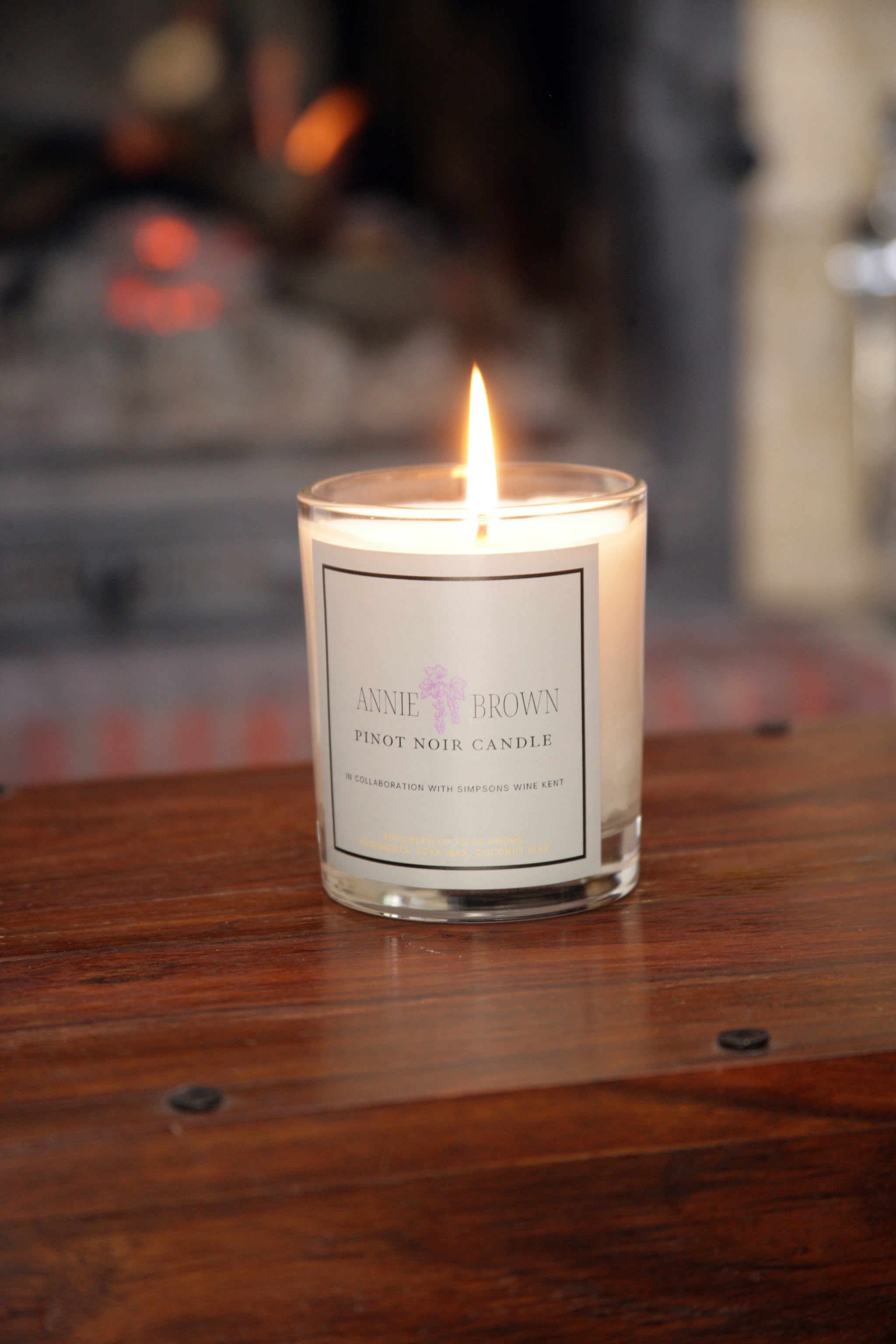 Pinot Noir Wine Scented Candle by Annie Brown – Cinnamon, Ginger & Basil (50-Hour Burn)