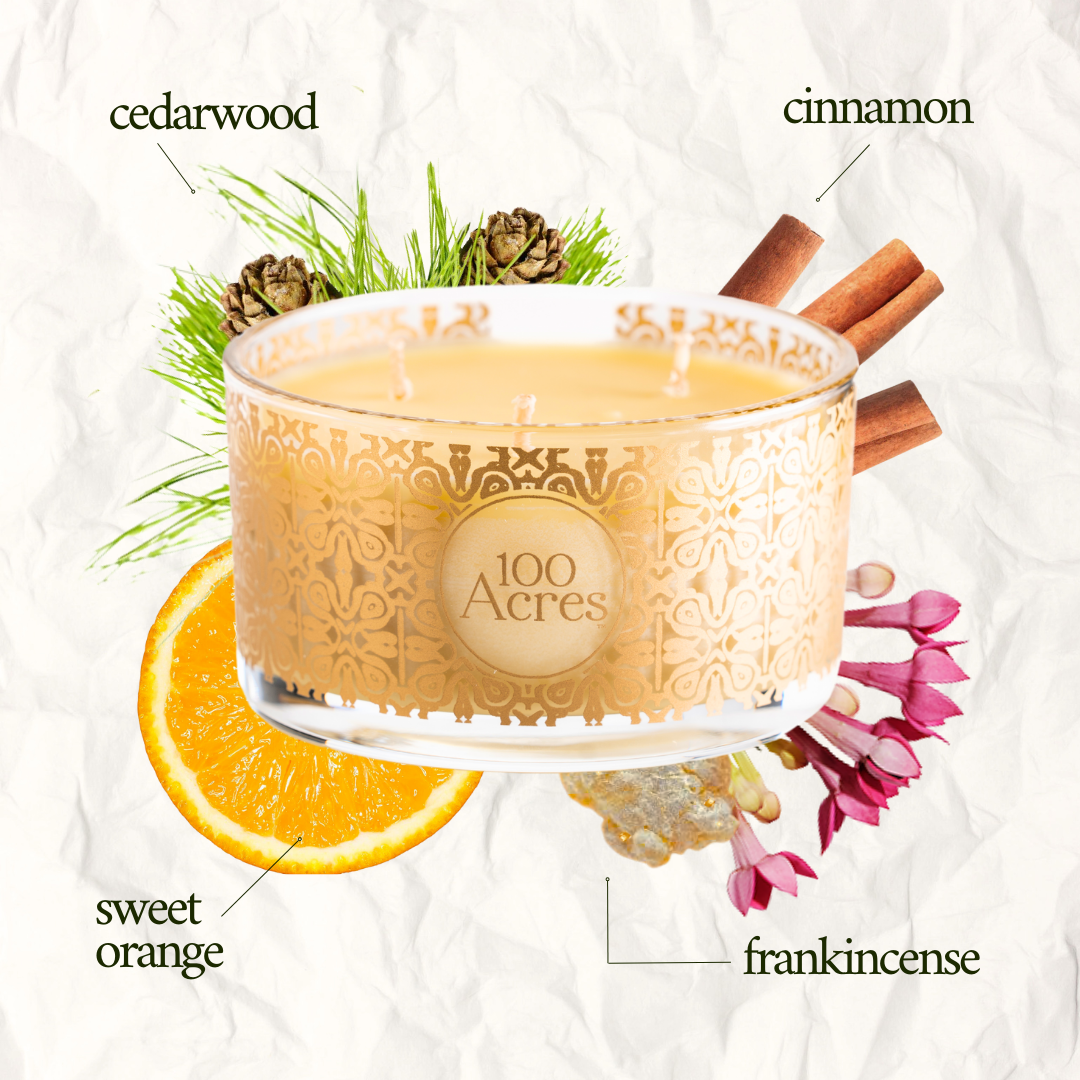 Orange, Cinnamon & Frankincense Three-Wick Golden Scented Candle