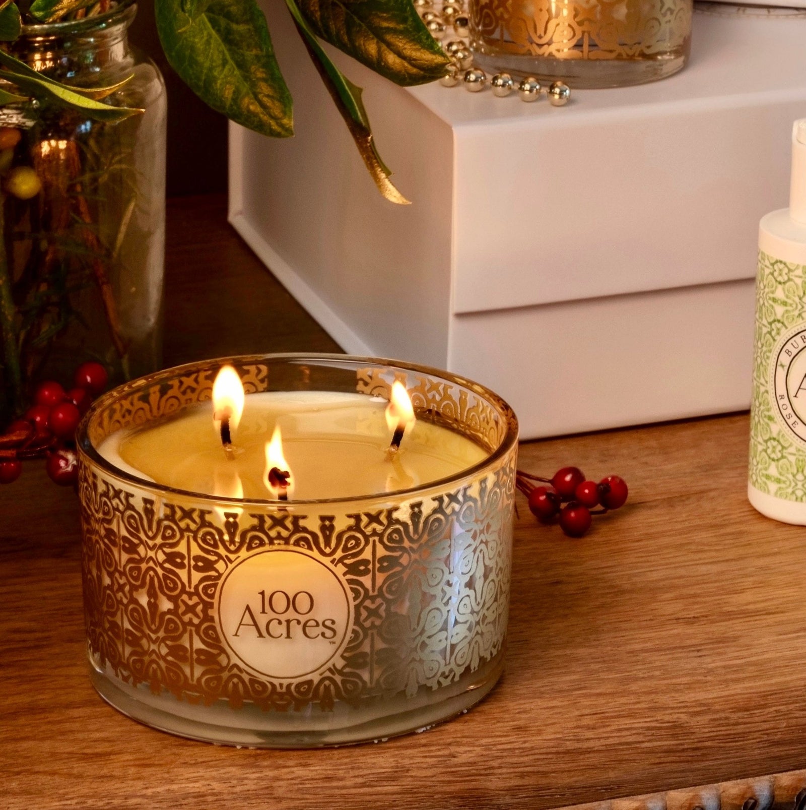 Orange, Cinnamon & Frankincense Three-Wick Golden Scented Candle