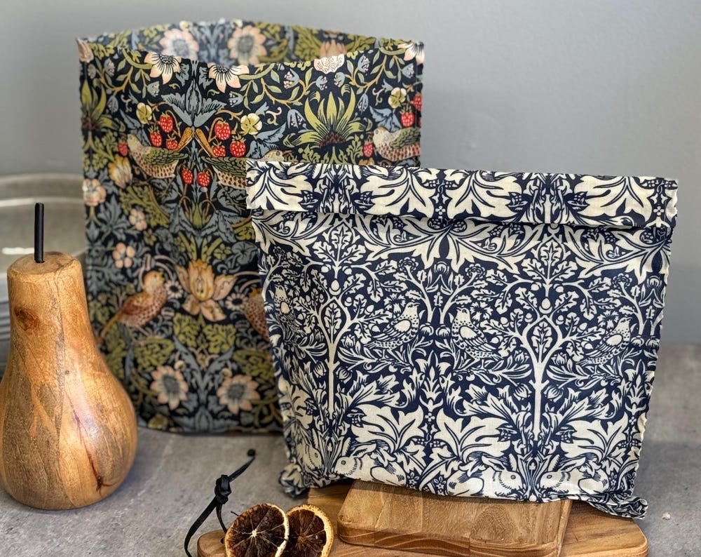 Large William Morris Beeswax Wrap Bag